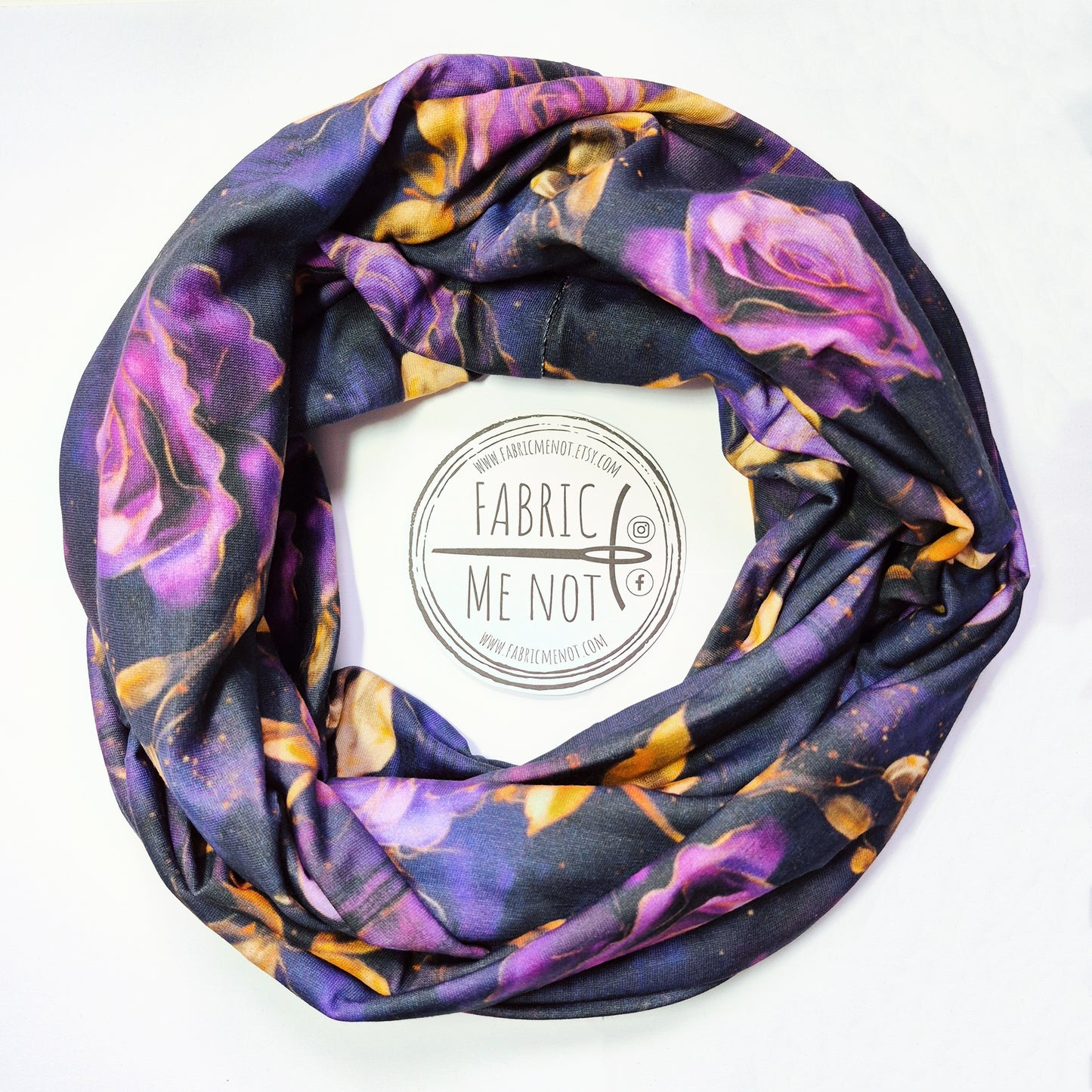 Purple Roses Premium Print 100% Knitted Cotton Infinity Scarf