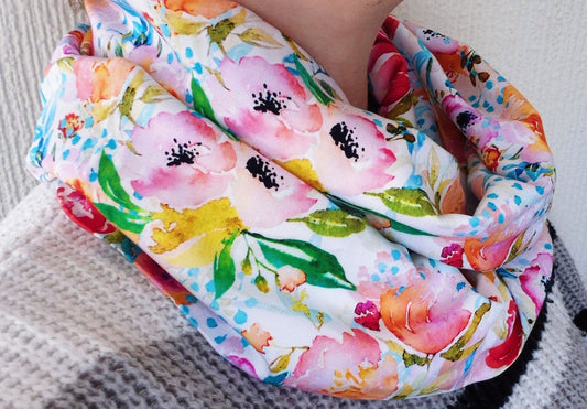 Summer Flower Colourful Infinity Scarf 100% Viscose
