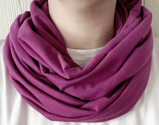 Orchid Pink Plain 100% Knitted Cotton Infinity Scarf