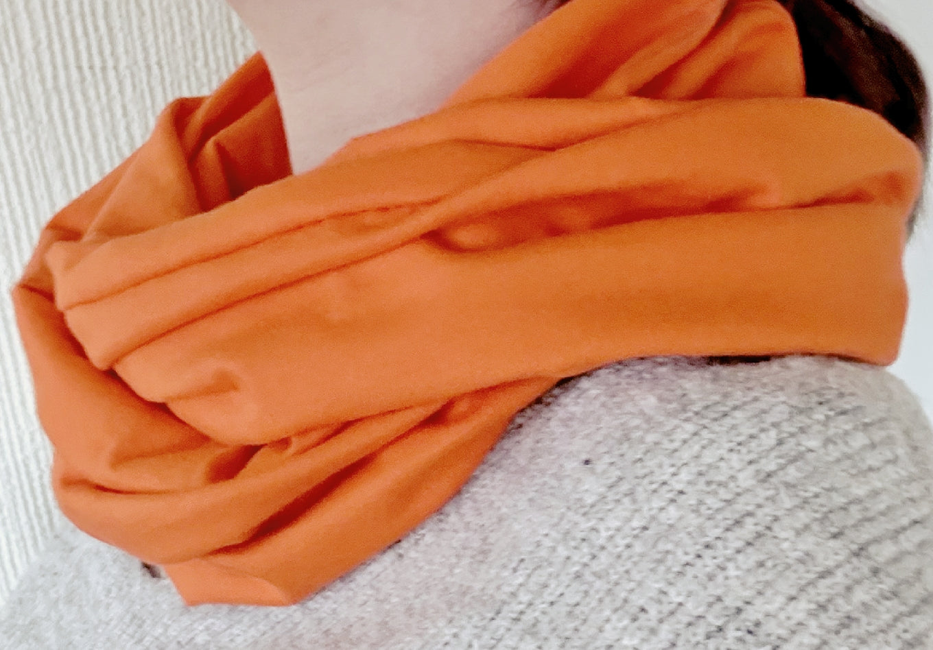 Burnt Orange Plain 100% Knitted Cotton Infinity Scarf