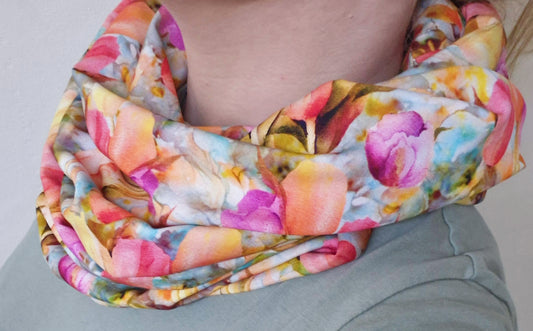 Colourful Tulip Flowers Infinity Scarf 100% Viscose