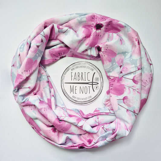 Pink Poppies 100% Knitted Cotton Infinity Scarf