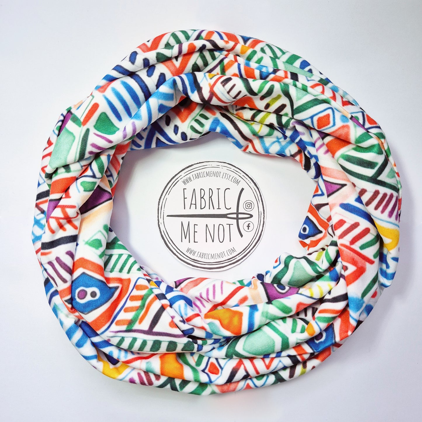 Diamonds Shapes Premium Print 100% Knitted Cotton Infinity Scarf