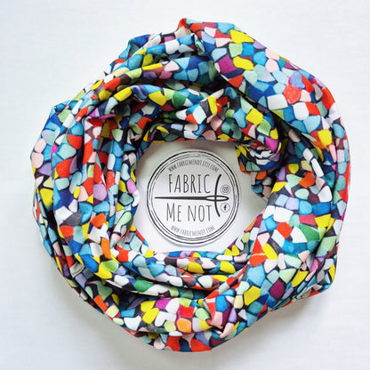 Colourful Mosaic Premium Print 100% Knitted Cotton Infinity Scarf