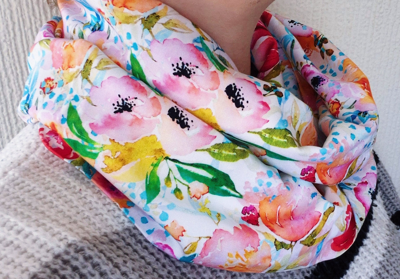 Summer Flower Colourful Infinity Scarf 100% Viscose
