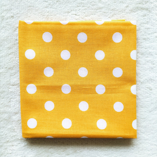 White Polka Dot on Yellow Fat Quarter – 100% Cotton (50 x 50 cm)