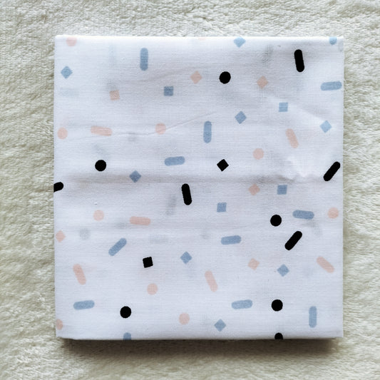 Sprinkle Confetti Fat Quarter – Minimalist Pastel and Black Pattern on White (50 x 50 cm)