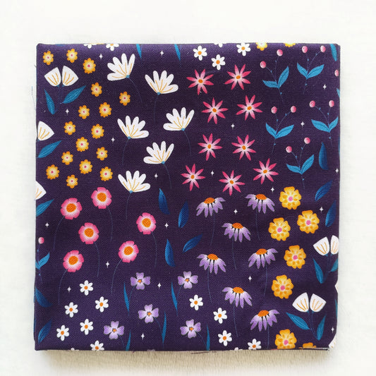 Purple Wildflower Meadow Print Cotton Fabric – Fat Quarter 100% Cotton (50 x 50 cm)
