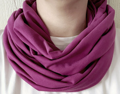 Orchid Pink Plain 100% Knitted Cotton Infinity Scarf