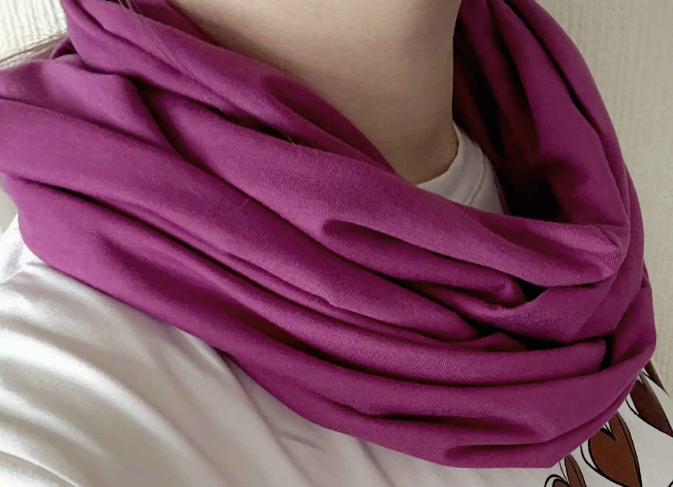 Orchid Pink Plain 100% Knitted Cotton Infinity Scarf