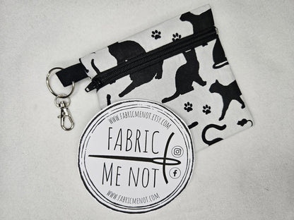 Small Zip Pouch with Lobster Keyring. 100% Cotton. Size 4" x 4.5" Pet Design Collection