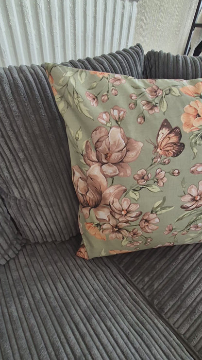 Flower Pattern on Sage Background