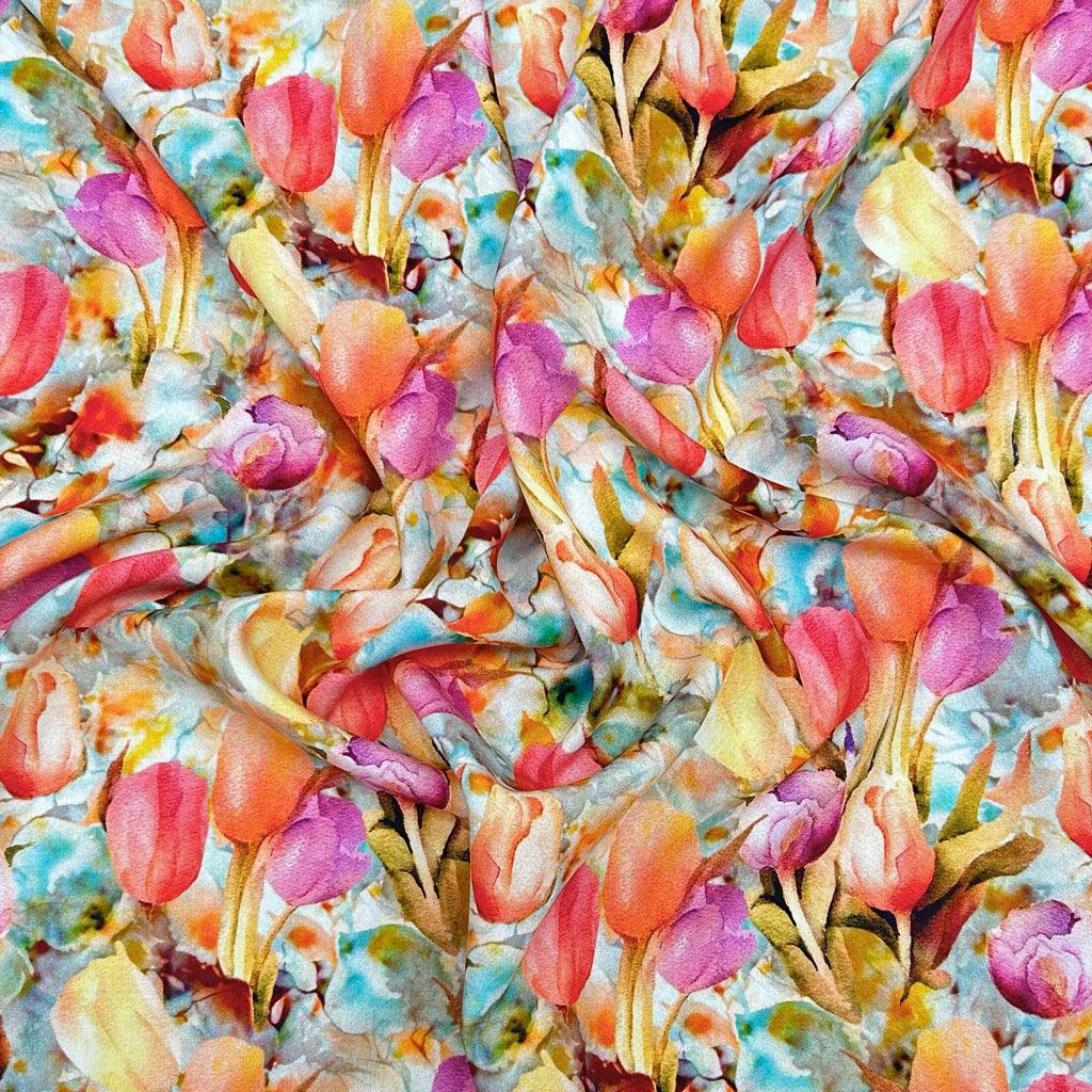 Colourful Tulip Flowers Infinity Scarf 100% Viscose