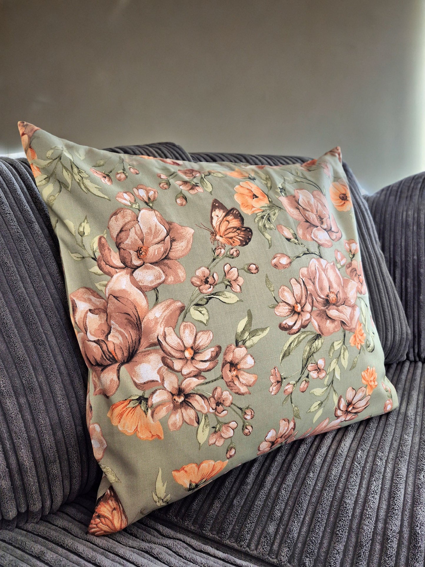 Flower Pattern on Sage Background