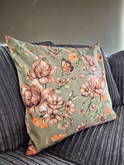 Flower Pattern on Sage Background