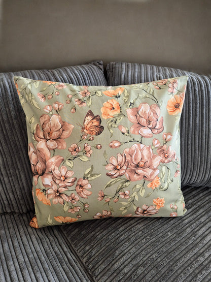 Flower Pattern on Sage Background