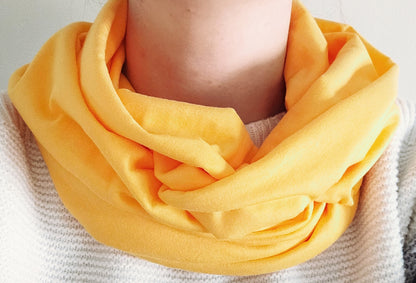 Sunflower Yellow Plain 100% Knitted Cotton Infinity Scarf