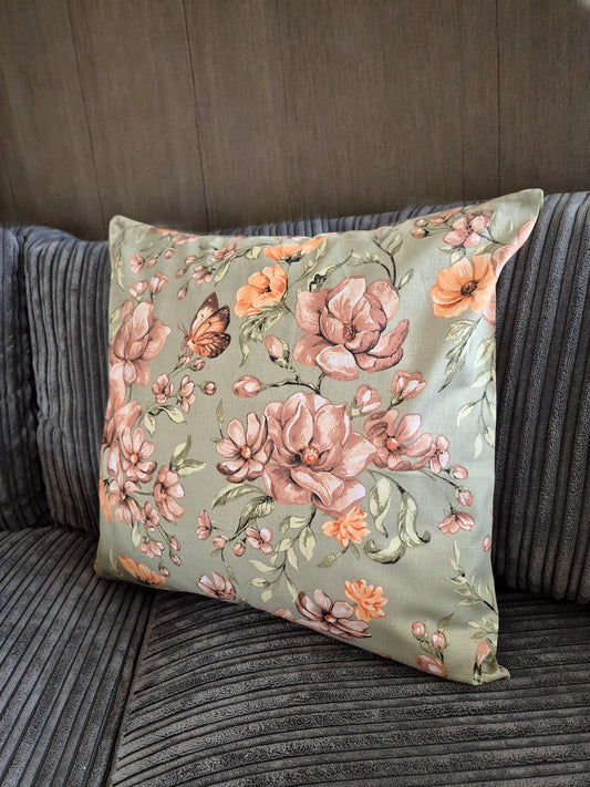 Flower Pattern on Sage Background