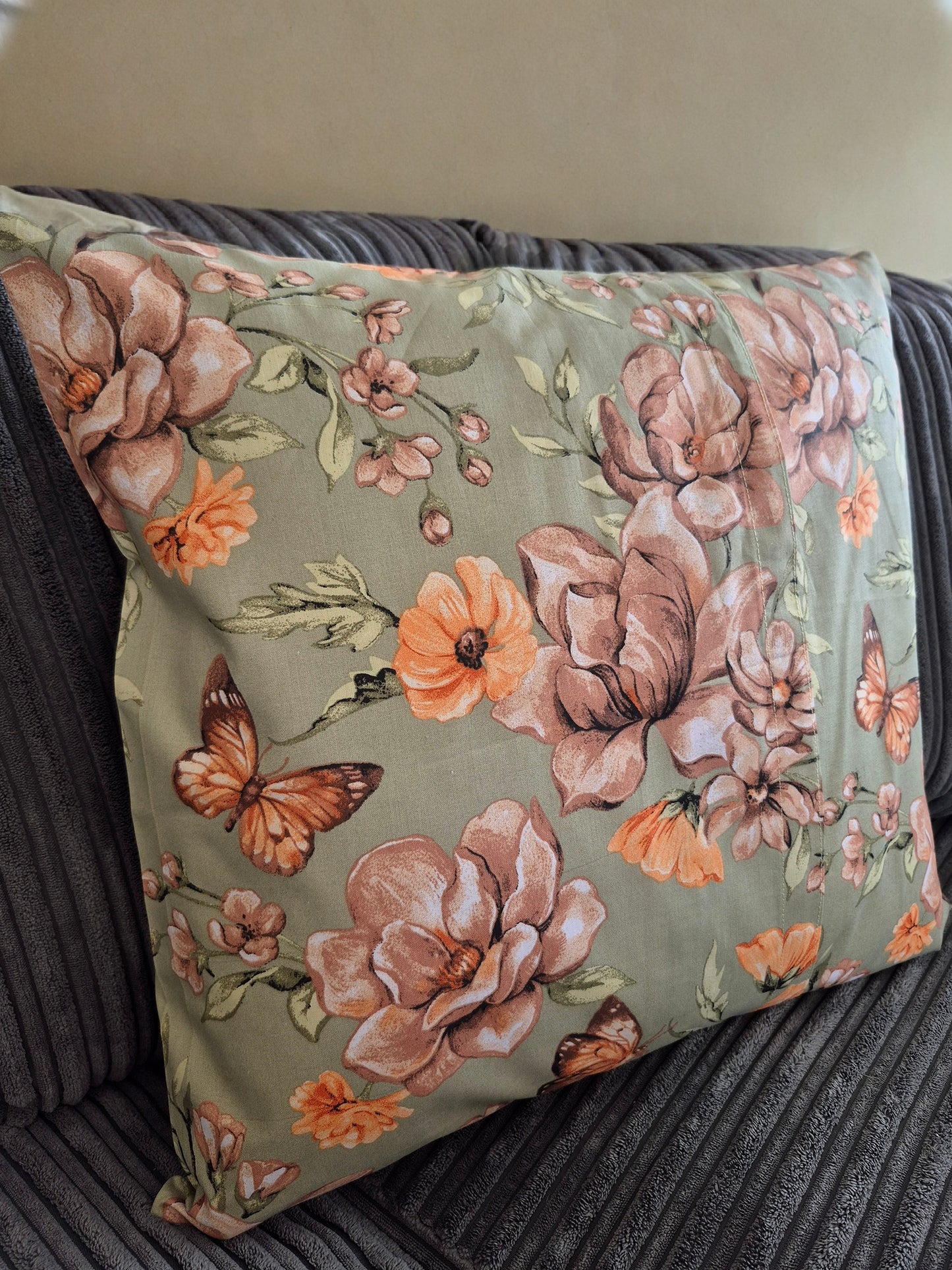 Flower Pattern on Sage Background