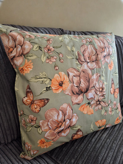 Flower Pattern on Sage Background